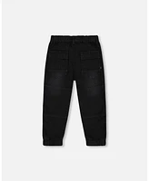 Deux par Toddler Boys French Terry Jogger Pants Black Denim - Toddler|Child