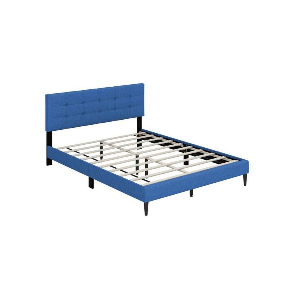 Sugift Queen Upholstered Platform Bed with Button Tufted Headboard