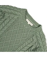 Hope & Henry Baby Boys Organic Long Sleeve Raglan Fisherman Cable Sweater