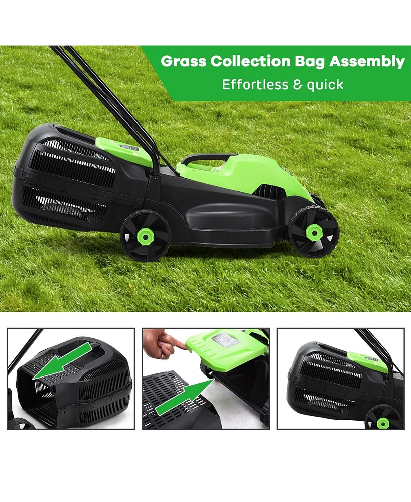 Slickblue Electric Push Lawn Corded Mower with Grass Bag