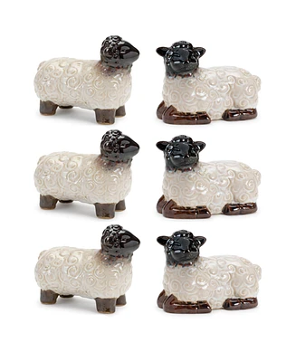 Slickblue Sheep Figurine Set of 6 Charming Farmhouse Decor for Your Home