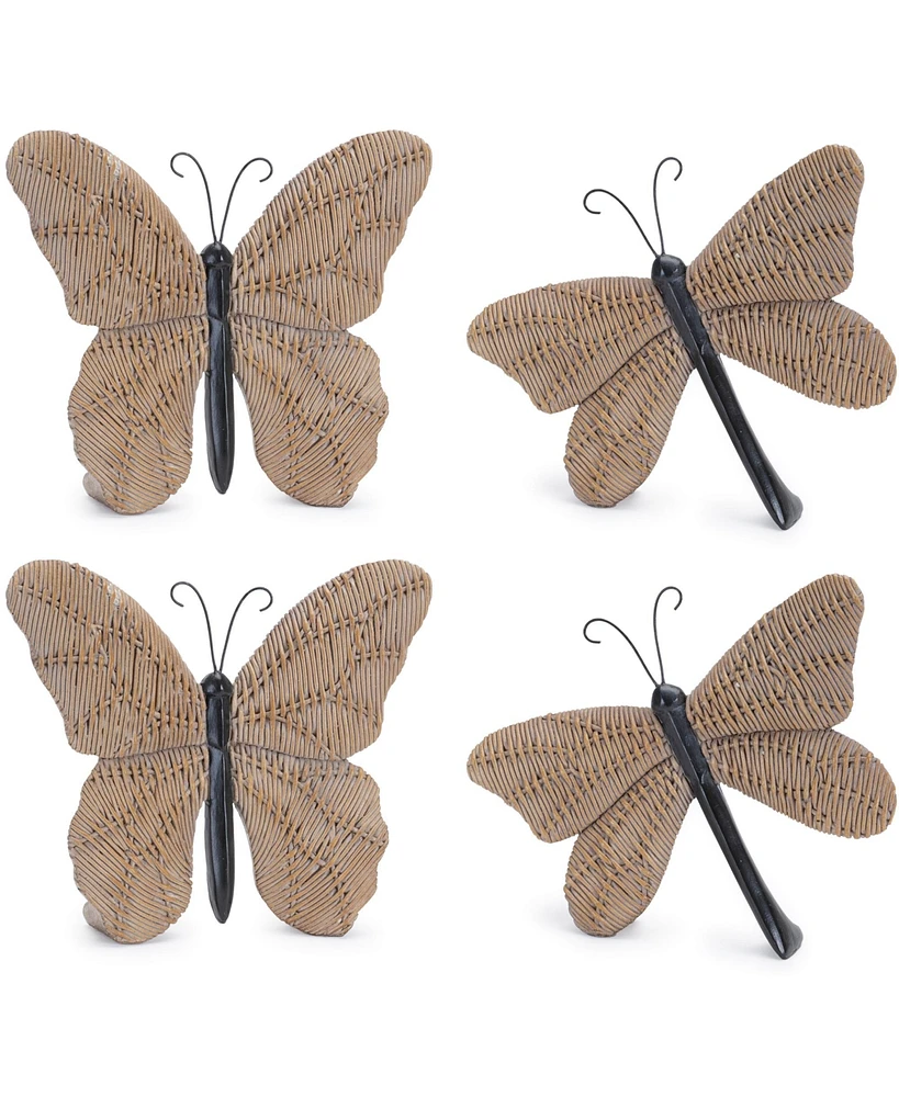 Slickblue Butterfly and Dragonfly (Set of 4) 6"H Resin/Metal