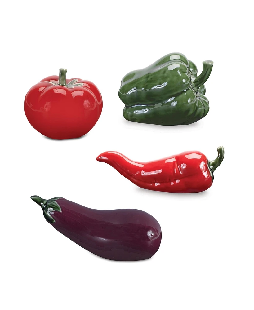 Slickblue Vegetable (Set of 4) 3.25"H, 3.5"H, 6"L, 6.25"L Ceramic