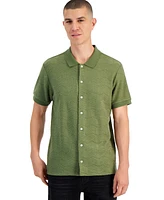 Guess Men's Gavin Relaxed Fit Textured Short Sleeve Button-Front Shirt