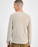 Guess Men's Earle Relaxed Fit Long Sleeve Stitched Crewneck Sweater