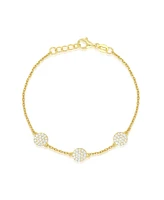 Etoielle Yellow Gold Tone Cz Disks Bracelet