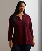 Lauren Ralph Plus 3/4-Sleeve Tunic