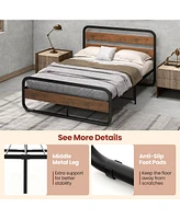 Sugift Arc Platform Bed with Headboard and Footboard