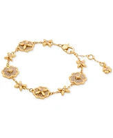 Kate Spade New York Gold-Tone Cubic Zirconia Flower Flex Bracelet