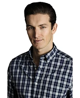 Charles Tyrwhitt Men's Slim Fit Button-Down Collar Non-Iron Stretch Poplin Check Shirt