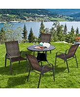 Skonyon Set of 6 Outdoor Pe Wicker Stackable Chairs with Sturdy Steel Frame