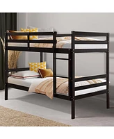 Sugift Twin Sturdy Wooden Bunk Beds with Ladder and Safety Rail