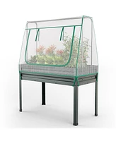 Skonyon 3-in-1 Raised Garden Bed with Greenhouse Cover and Trellis