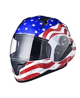 Ahr Run-f Full Face Stars and Stripes Motorcycle Helmet Dual Visor Dot