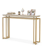 Sugift Modern Entryway Table with Gold Heavy-duty Metal Frame and Anti-toppling Kit for Living Room