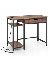 Skonyon Computer Desk with Charging Station and Drawer & Adjustable Shelf