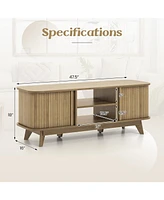 Sugift Tv Stand for 55-Inch Tv Media Console Table with Dual Sliding Doors