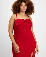 City Studios Trendy Plus Size Bow-Trim Gown