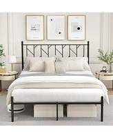 Sugift Queen Size Platform Bed Frame with Sturdy Metal Slat Support