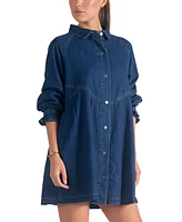 Elan Women's Cotton Button-Down Denim Long-Sleeve Dress