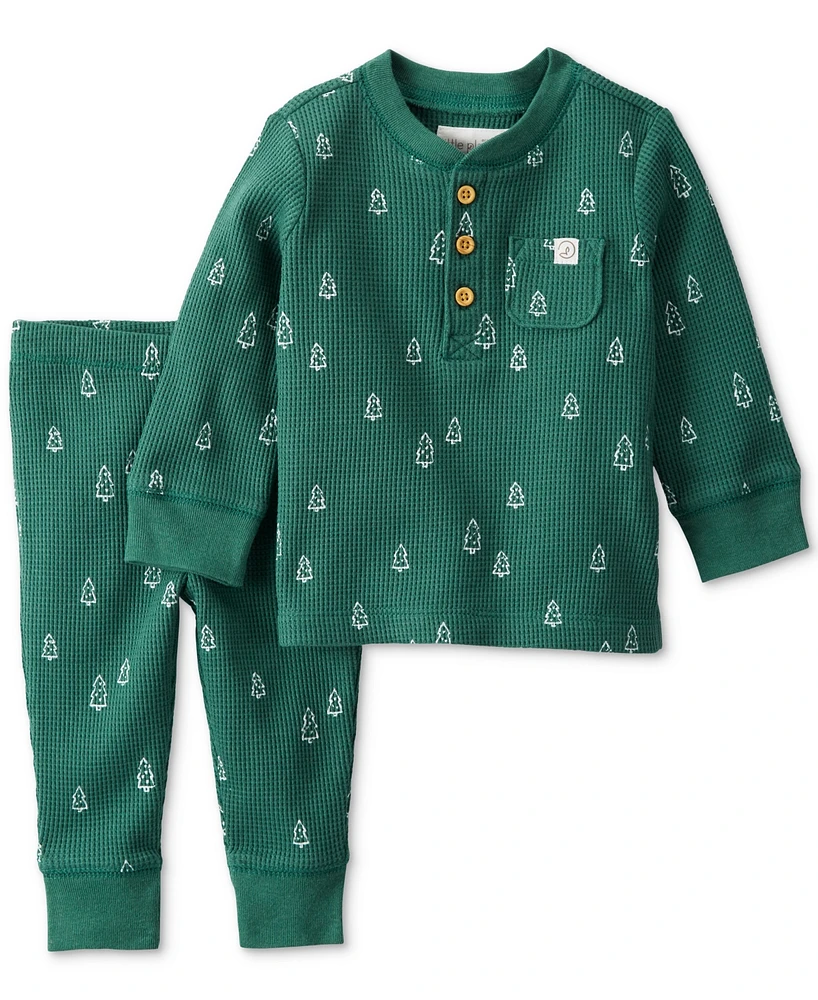 Little Planet by Carter's Baby Waffle-Knit Evergreen Trees-Print Top & Pants, 2 Piece Set