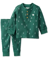 Little Planet by Carter's Baby Waffle-Knit Evergreen Trees-Print Top & Pants, 2 Piece Set