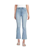 Lands' End Petite Recover High Rise Button Front Kick Flare Crop Jeans