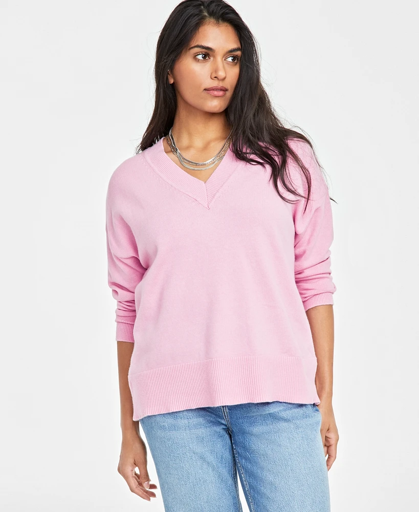 On 34th Women's V-Neck Dropped-Shoulder Sweater