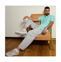 Campus Sutra Men's Aqua Blue Unbalanced Striped Shirt