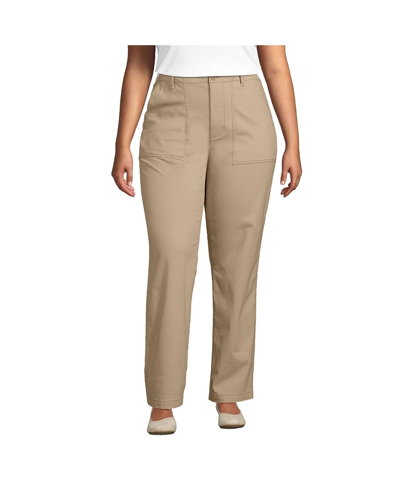 Lands' End Plus High Rise Chino Utility Straight Leg Pants