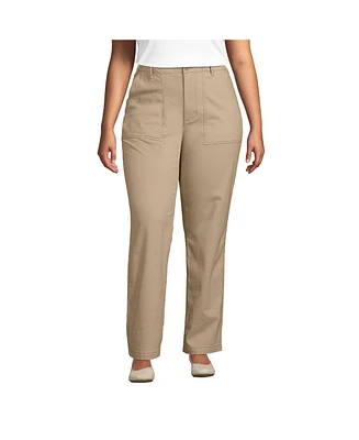 Lands' End Plus High Rise Chino Utility Straight Leg Pants