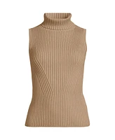 Lands' End Women's Fine Gauge Cotton Turtleneck Tank Sweater