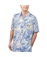 Margaritaville Men's Tan Los Angeles Rams Sand Washed Monstera Print Party Button-Up Shirt