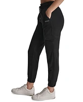 Dkny Sport Women's Studded-Logo Cargo Jogger Fleece Sweatpants