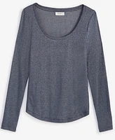 On 34th Women's Scoop-Neck Metallic-Knit Long-Sleeve Top, Created for Macy's