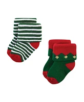 Hudson Baby Baby Boys Unisex Baby Cotton Rich Newborn and Terry Socks, 12 Days Of Christmas, 12-24 Months