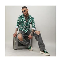 Men's Emerald Green & Ivory White Contrast Block Shirt