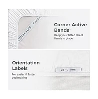 Cariloha Retreat 4-Piece Sateen Sheet Set | White | Queen | Lyocell Material | Breathable, Corner Straps, Extra soft & Cooling