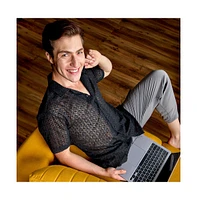 Campus Sutra Men's Midnight Black Floral Embroidered Shirt