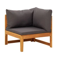 vidaXL Corner Sofa with Dark Gray Cushions Solid Acacia Wood