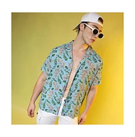 Campus Sutra Men's Sky Blue Foliage Shirt