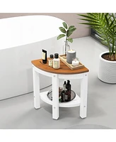 Sugift Heavy Duty Corner Shower Bench Stool with Storage Shelf for Shaving Legs