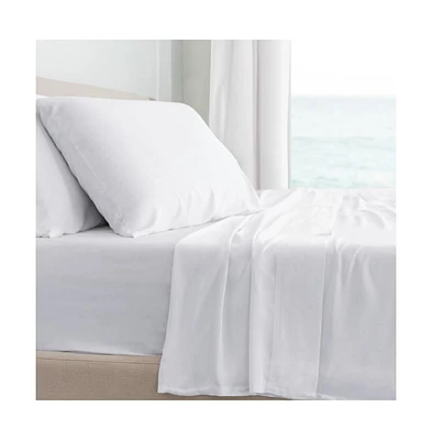 Cariloha Classic 4-Piece Twill Sheet Set | White | Twin | Viscose Material |Extra soft, Cooling for Hot Sleepers, Corner Bands