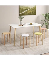 Sugift Set of 4 Bentwood Stackable Stools Dining Stools with Round Tops
