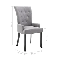 vidaXL Dining Chair with Armrests Light Gray Fabric