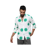 Campus Sutra Men's Chalk White:Emerald Green Spraypaint Shirt