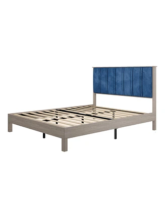 Mondawe Bed Wood with Wood Headboard Bed Frame No Box Spring Needed and Easy Assembly