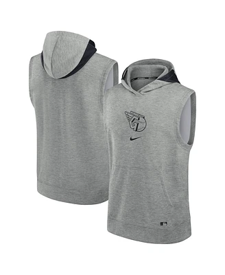 Nike Men's Heather Gray Cleveland Guardians Authentic Collection Early Work Performance Sleeveless Pullover Hoodie