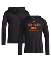 Adidas Men's Miami Hurricanes 2024 Sideline Hooded Long Sleeve T-Shirt