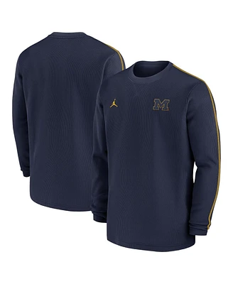 Jordan Men's Navy Michigan Wolverines 2024 Sideline Coaches Long Sleeve Top